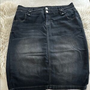 Classic Black Denim Skirt
